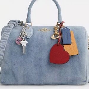 Coach Denim Blue Denim Satchel with Heart Charm